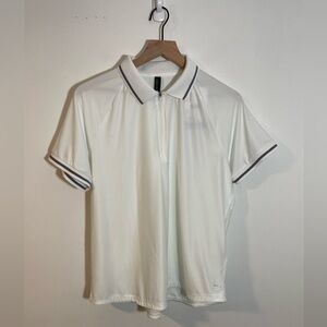 NWT Mondetta 1/4 Zip White Short Sleeve Polo Shirt Women’s Size L Recycled Eco